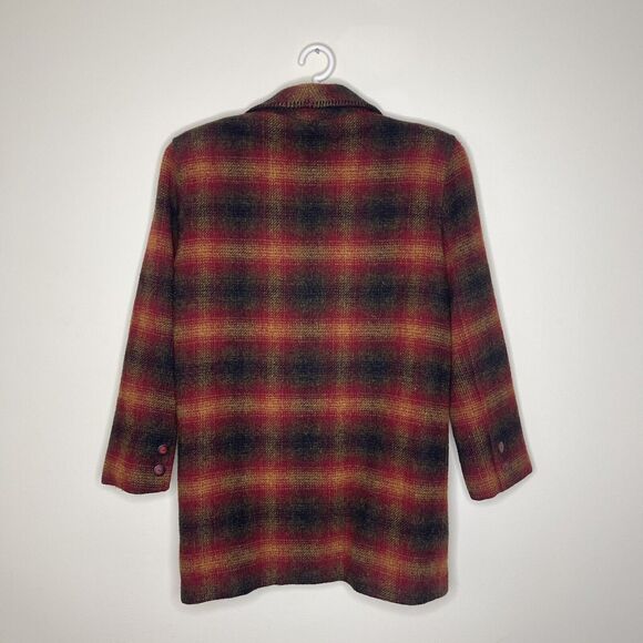 Vtg AMERICAN EAGLE Women's Red Buffalo Plaid Wool Western Coat Made In USA Sz L - Picture 3 of 5